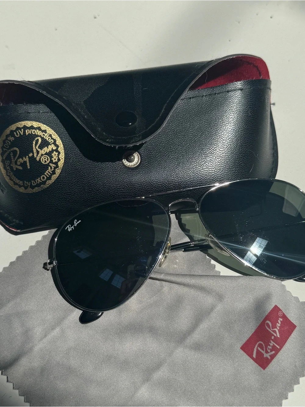 Ray-Ban Aviator Sunglasses - Silver Frame with Gray Metallic Lenses